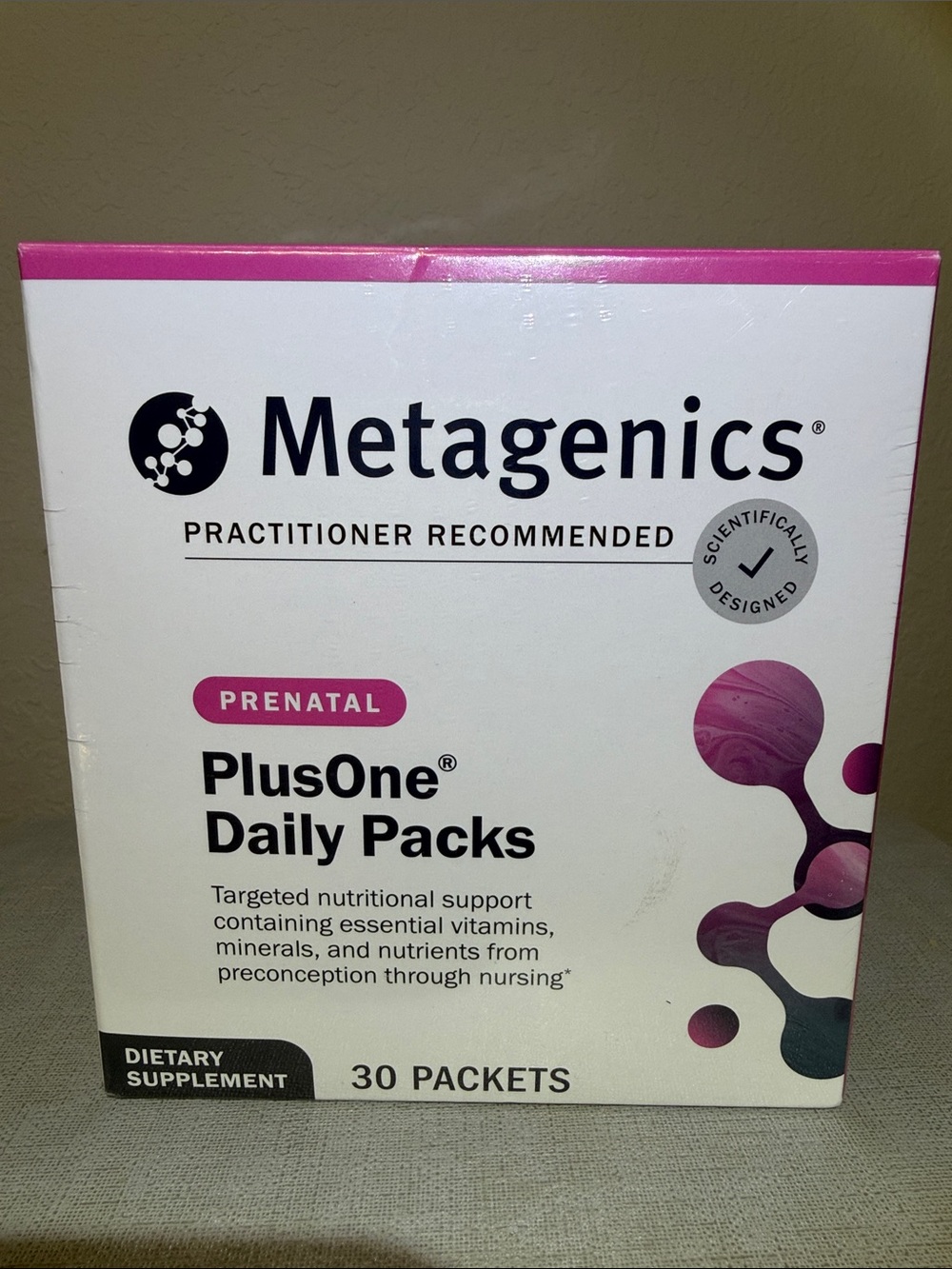 Metagenics PlusOne Daily Prenatal Packs 30 Packets | Factory Sealed NIB
